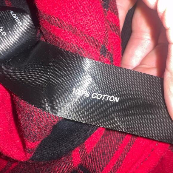 Red Black Plaid Flannel Shirt Button Front Long Sleeve Size Small - Picture 4 of 9